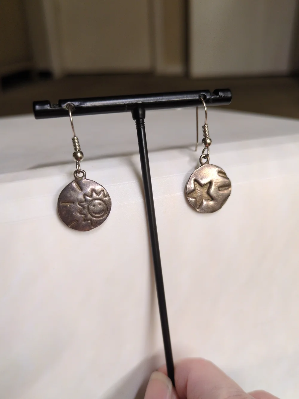 Express Silver-Tone Sun & Star Drop Earrings Vintage